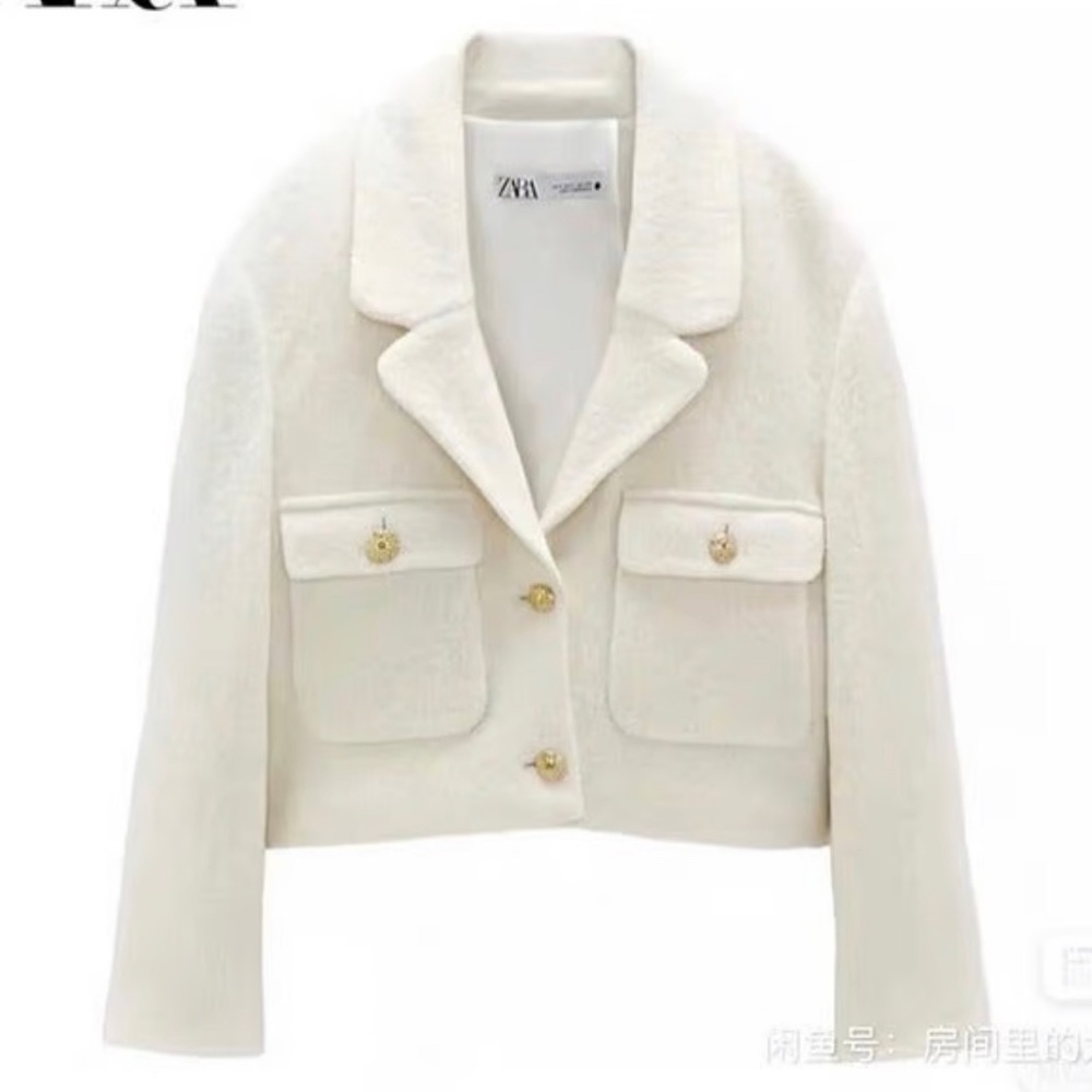 Zara cropped wool blend blazer